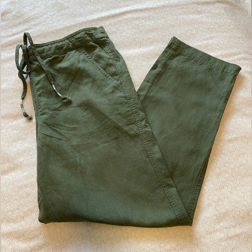 NWT J.Crew tie-waist seaside pant in linen blend, medium tall